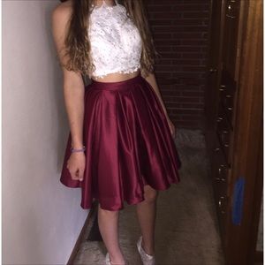 Maroon Two Piece Homecoming Dress, XS, Eureka